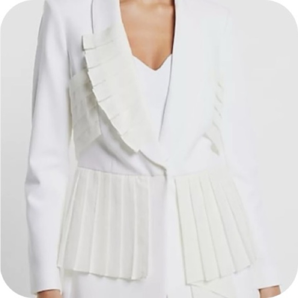 Express - Ruffle Pleated Peplum Jacket - NWT - White Women's Jacket